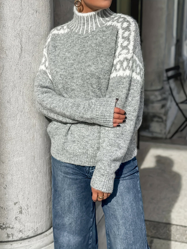 Corinna | Kontrast-Bånd Mock-Neck Sweater