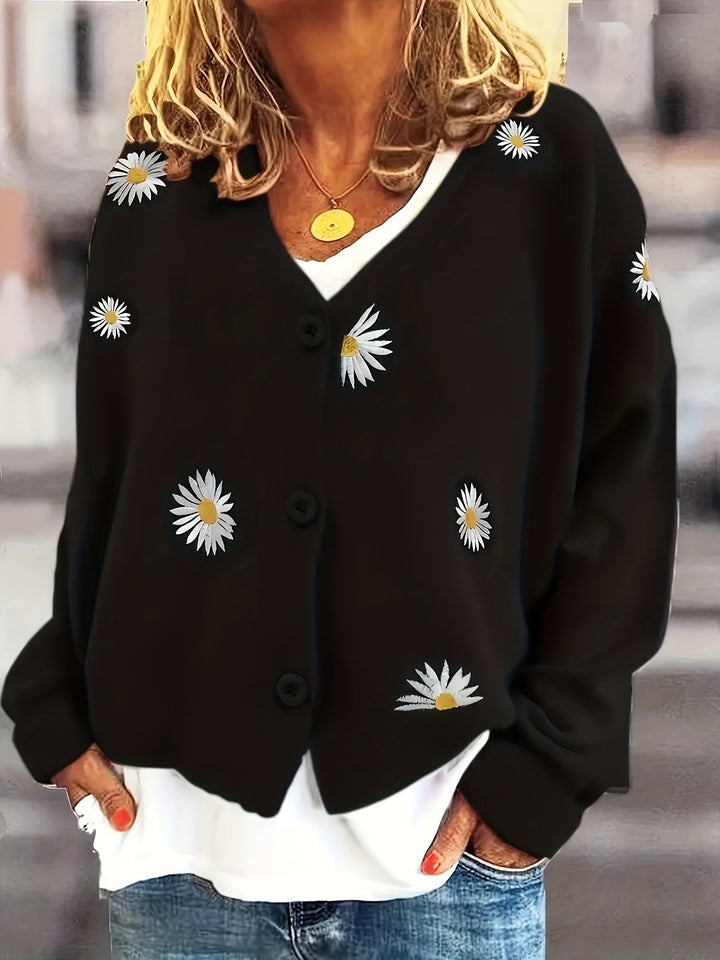 Maribel | Blomsterbroderet Knappet Cardigan