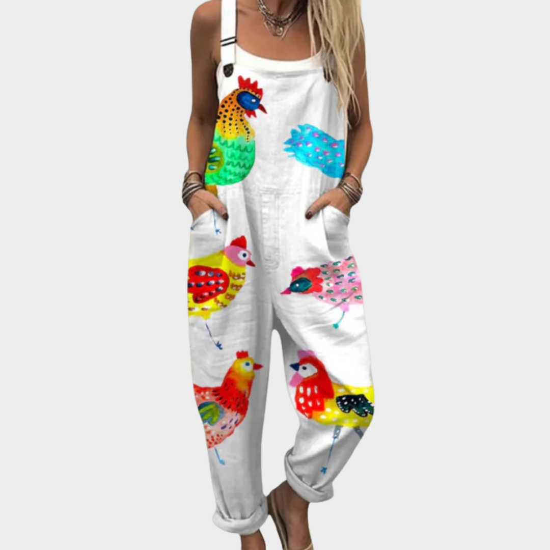 Beverly | Multifarvet Kyllingekunst Jumpsuit