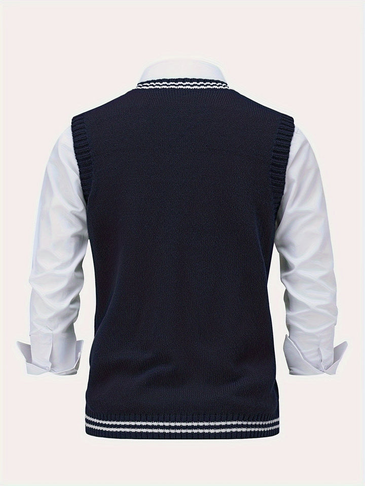 Gideon | Kabelstrikket V-hals Sweater Vest