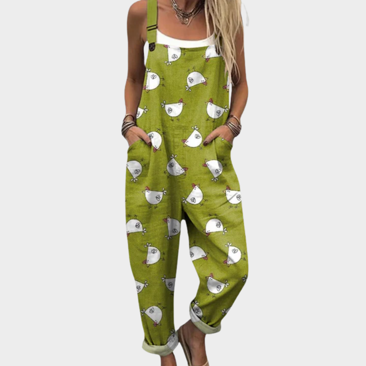 Marie | Komfortabel Prikket Kylling Kunst Jumpsuit