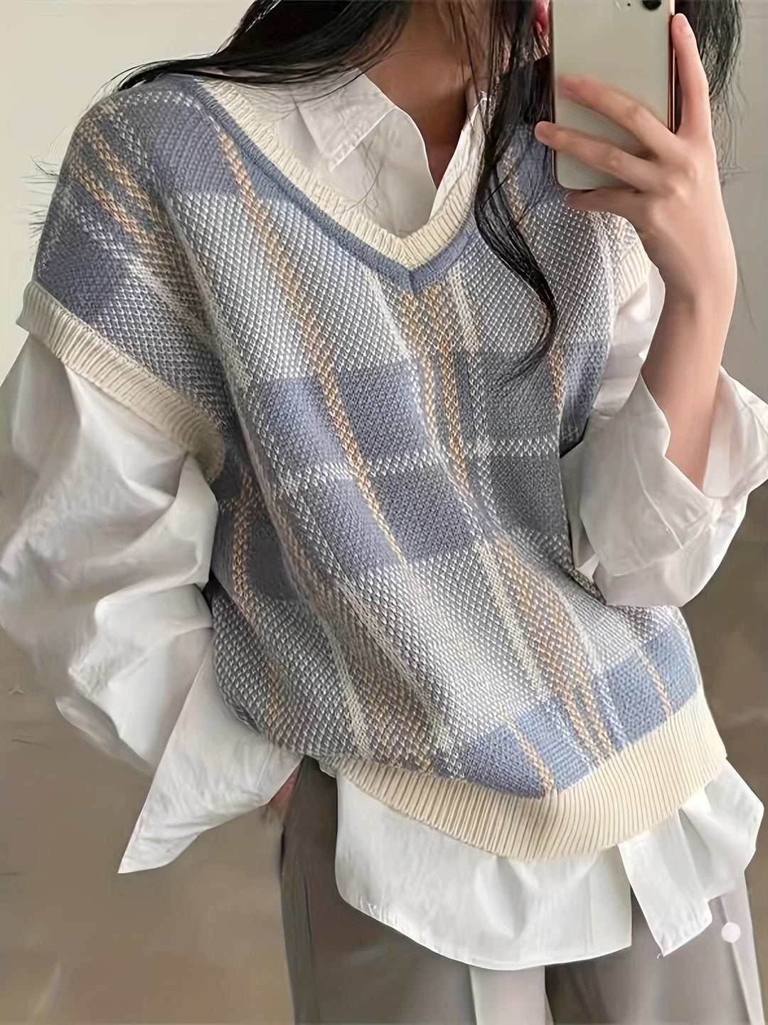 Marnie | Vintage Ternet V-Hals Sweater Vest