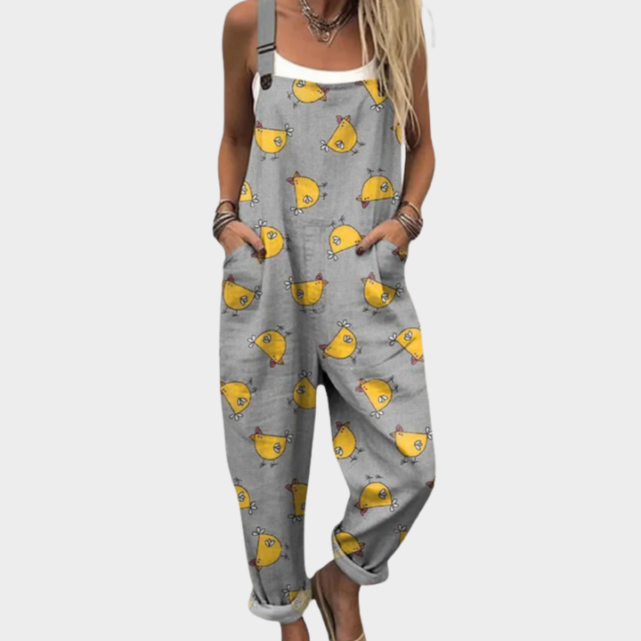 Marie | Komfortabel Prikket Kylling Kunst Jumpsuit