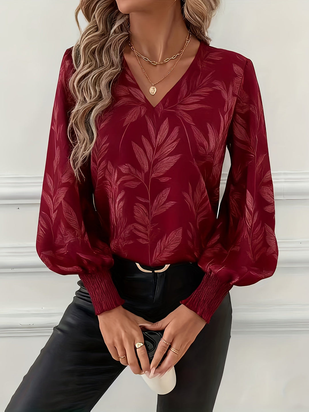 Elena | Botanisk V-Hals Bluse