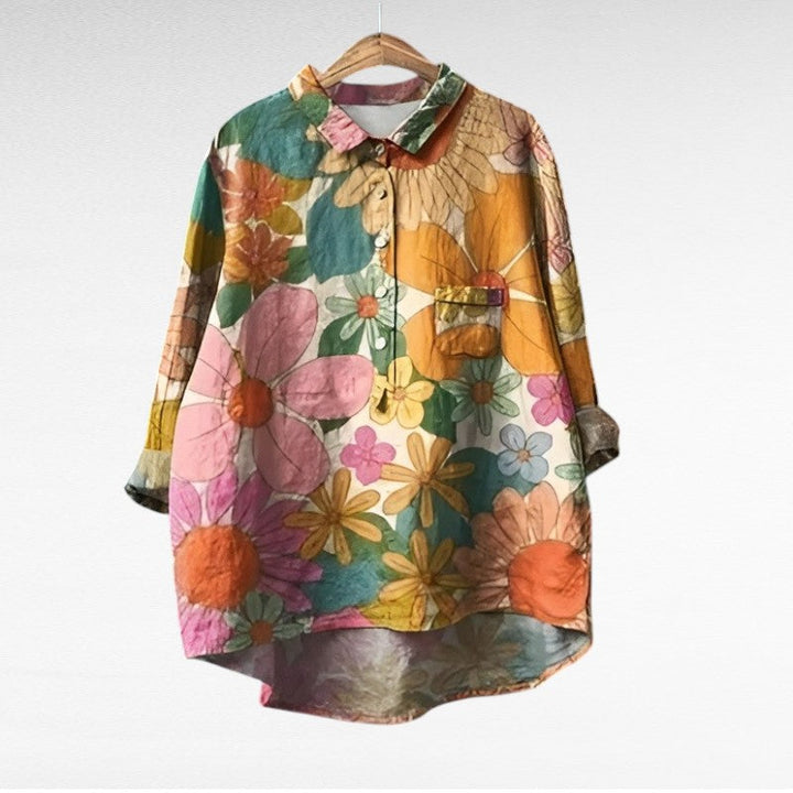 April | Klassisk Blomstret Krave Bluse