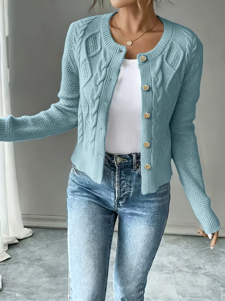 Eleanora | Kabelstrikket Cardigan med Knapper
