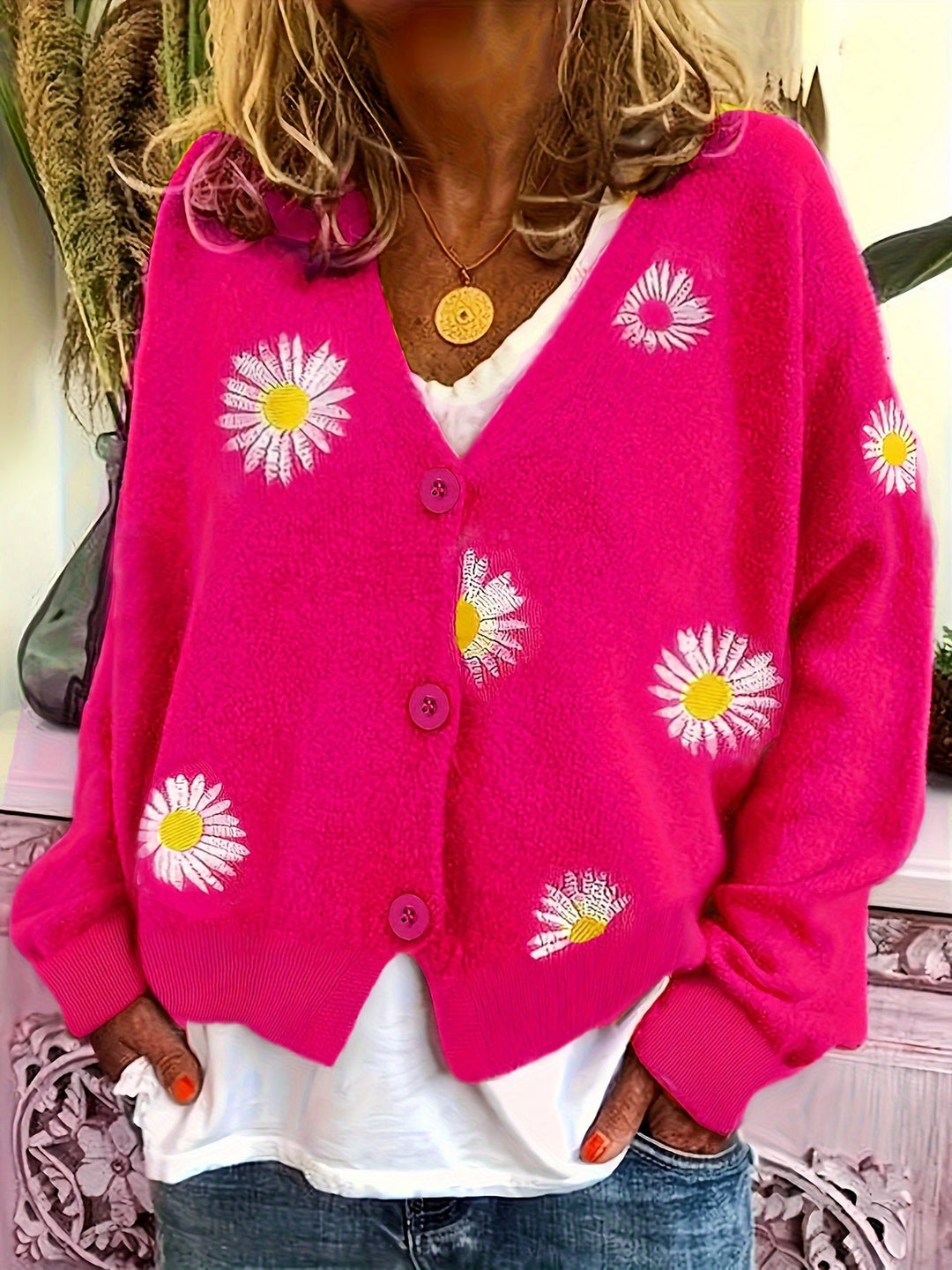 Maribel | Blomsterbroderet Knappet Cardigan