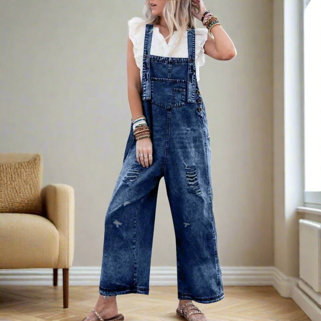 Carmelita | Premium Vintage Stil Ensfarvet Jumpsuit