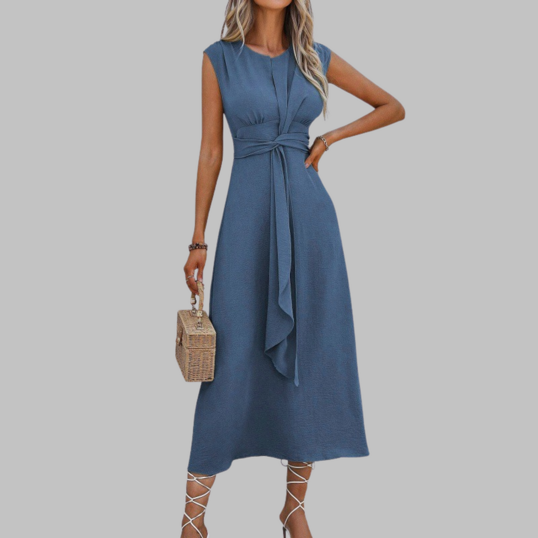 Alayna | Elegant Ærmeløs Rund Hals Maxi Kjole