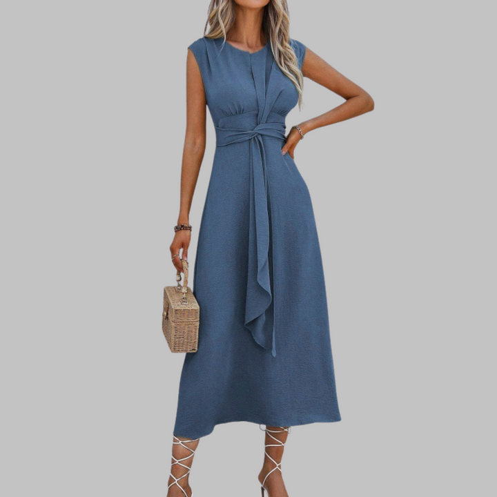 Alayna | Elegant Ærmeløs Rund Hals Maxi Kjole