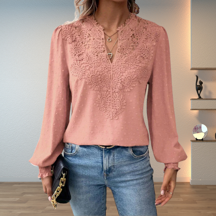 Marlene | Elegant Bluse med Blondekant