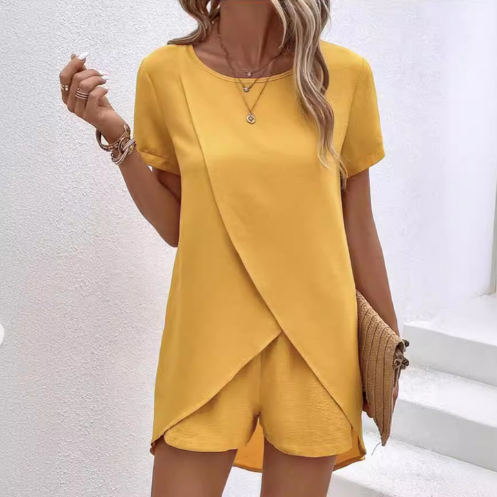 Melanie | Elegant Sommer Slids Shirt Sæt