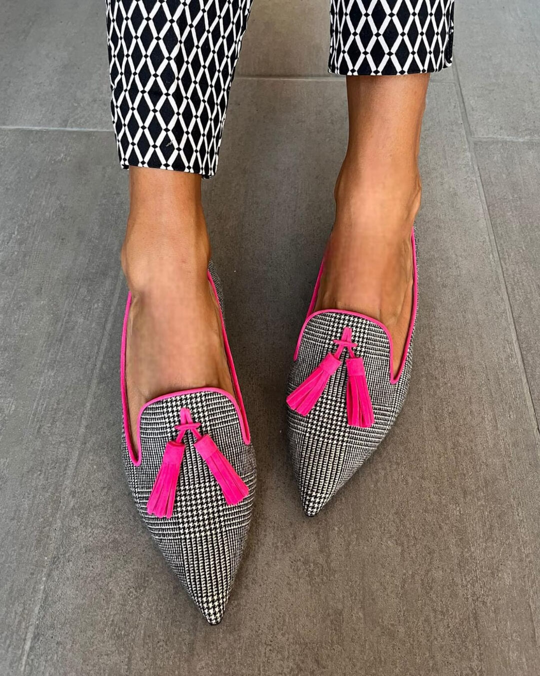 Nettie | Elegant Fluo Frynser Spidse Loafers