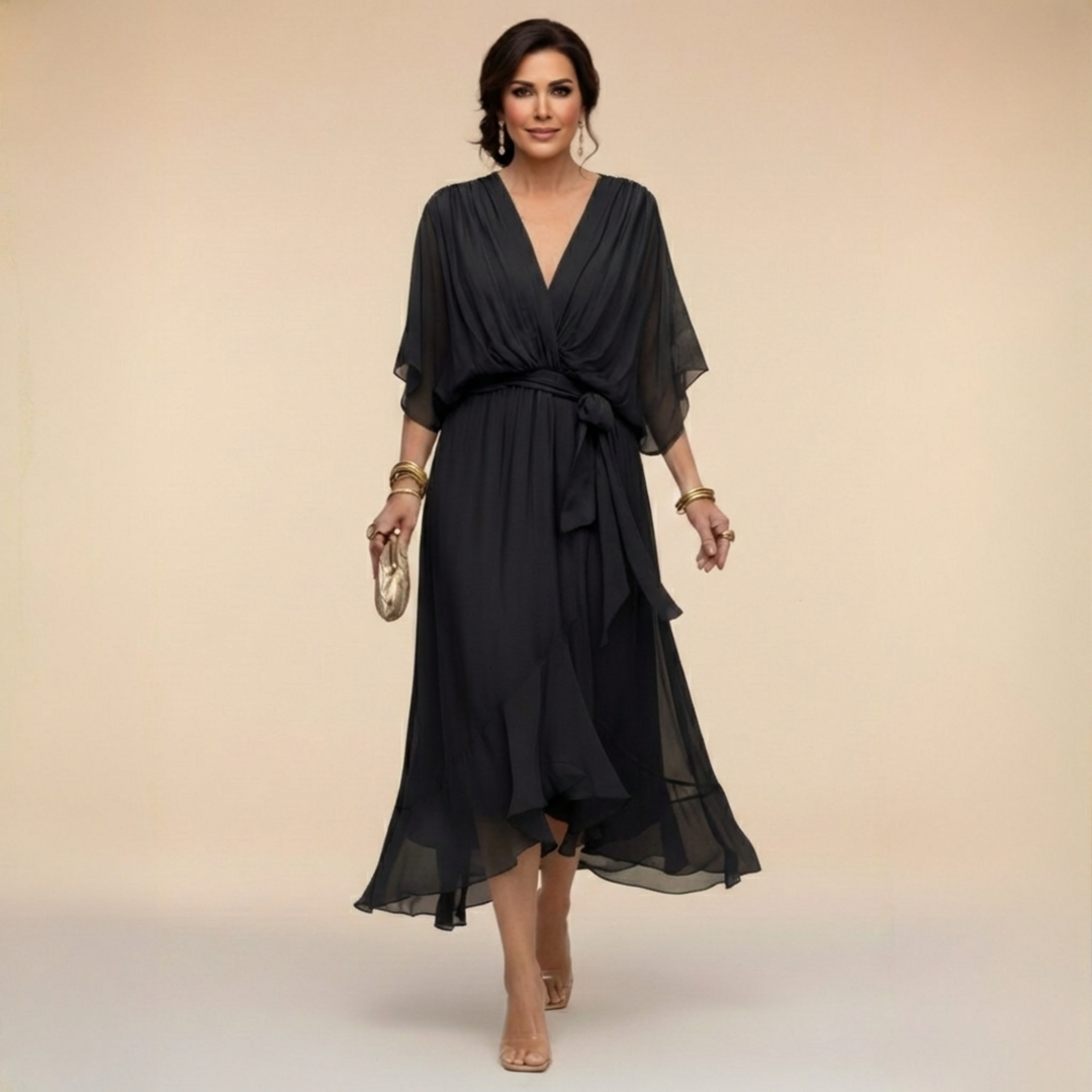 Abigail | Stilfuld Chiffon V-Hals Kjole