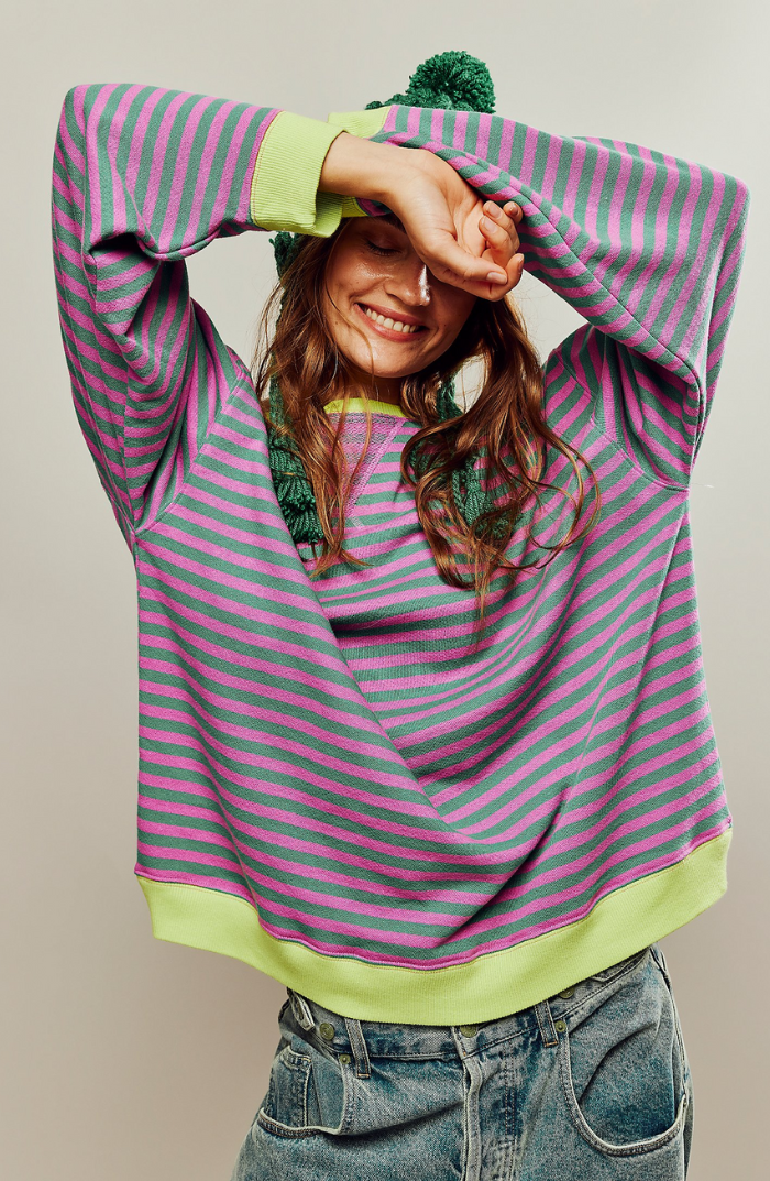 Paula | Stribet Rundhalset Pullover