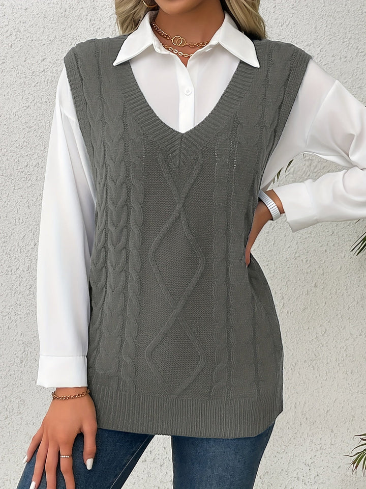 Cora | Cozy Cable-Knit V-Hals Sweater Vest