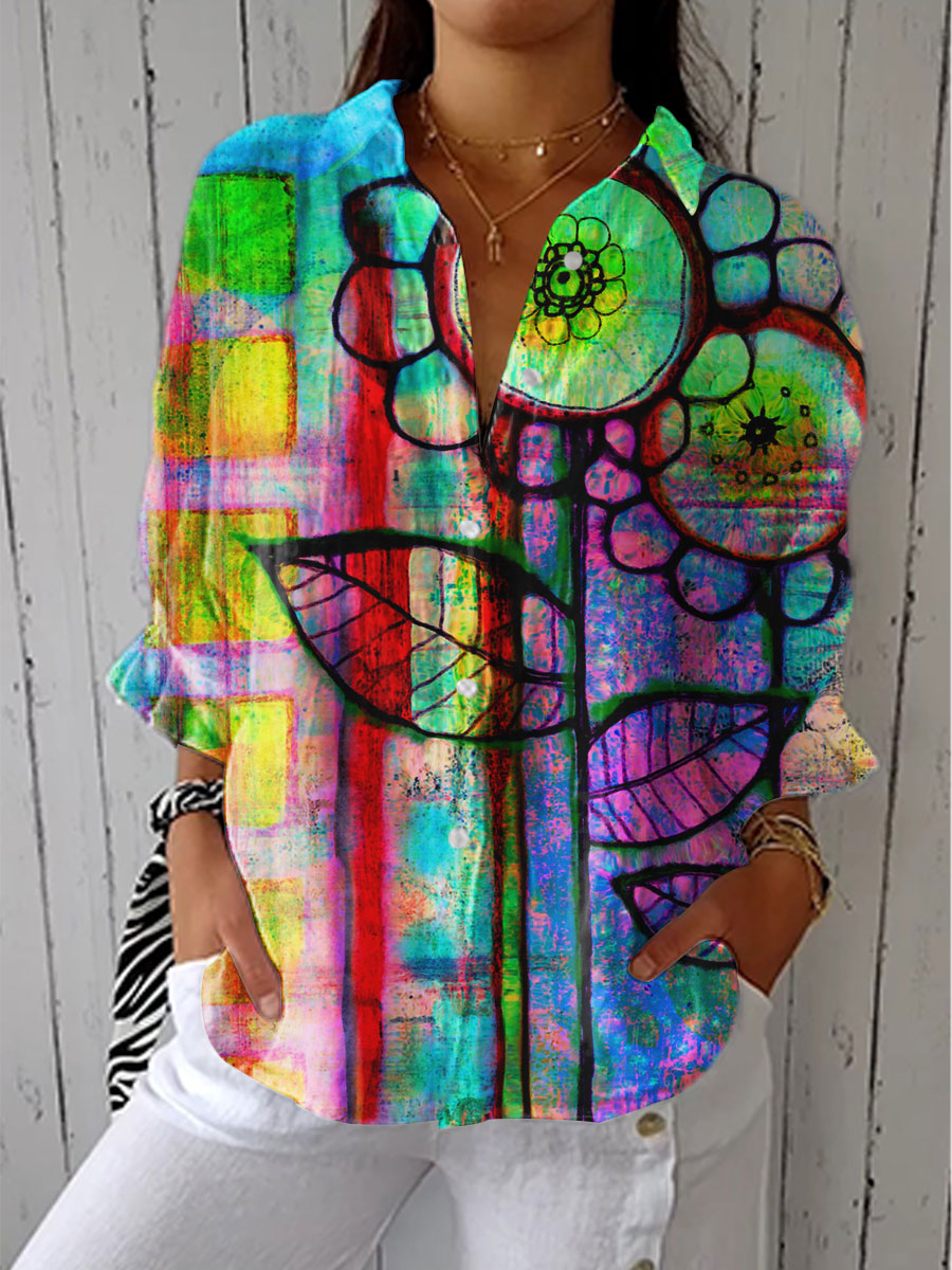 Claribel | Stilfuld Multifarvet Kunstnerisk Bluse