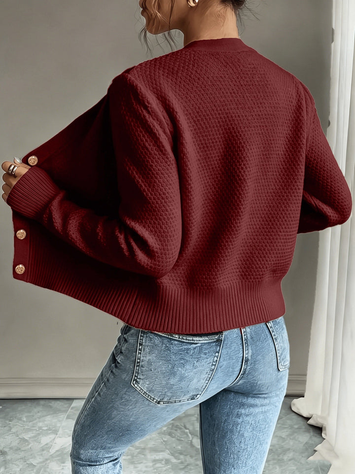 Eleanora | Kabelstrikket Cardigan med Knapper