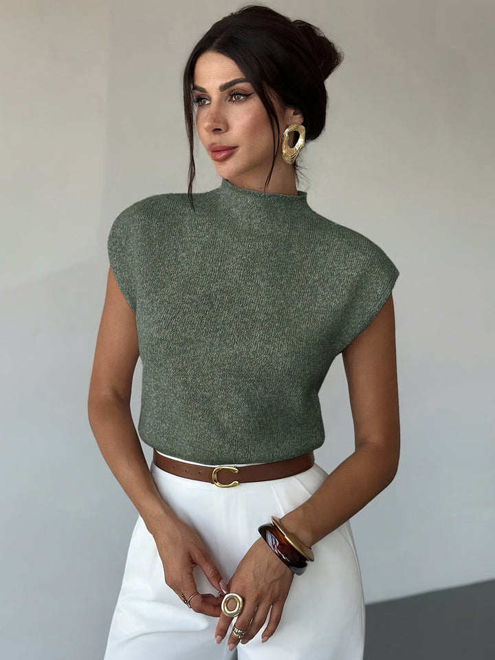 Claudia | Mock Neck Ærmeløs Sweater Vest