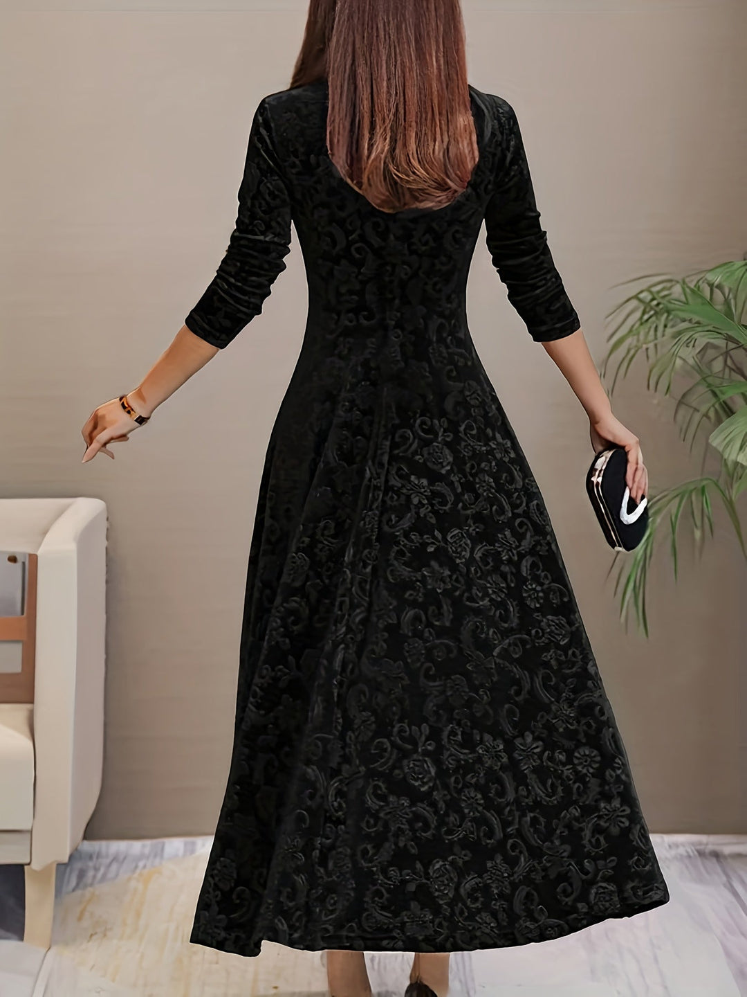 Adeline | Elegant Langærmet Midi Kjole
