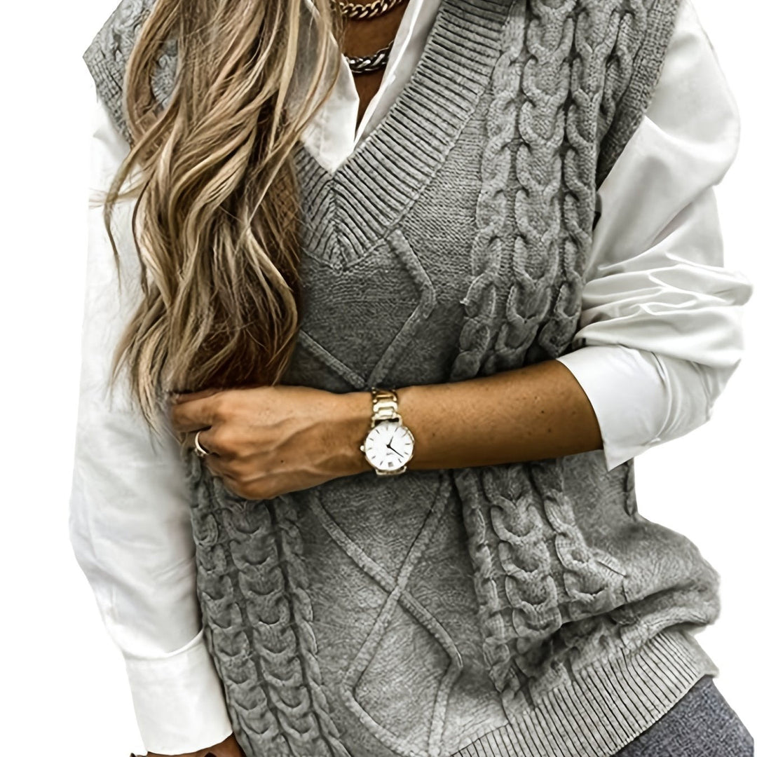 Cora | Cozy Cable-Knit V-Hals Sweater Vest