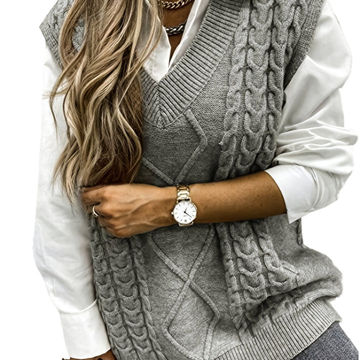 Cora | Cozy Cable-Knit V-Hals Sweater Vest
