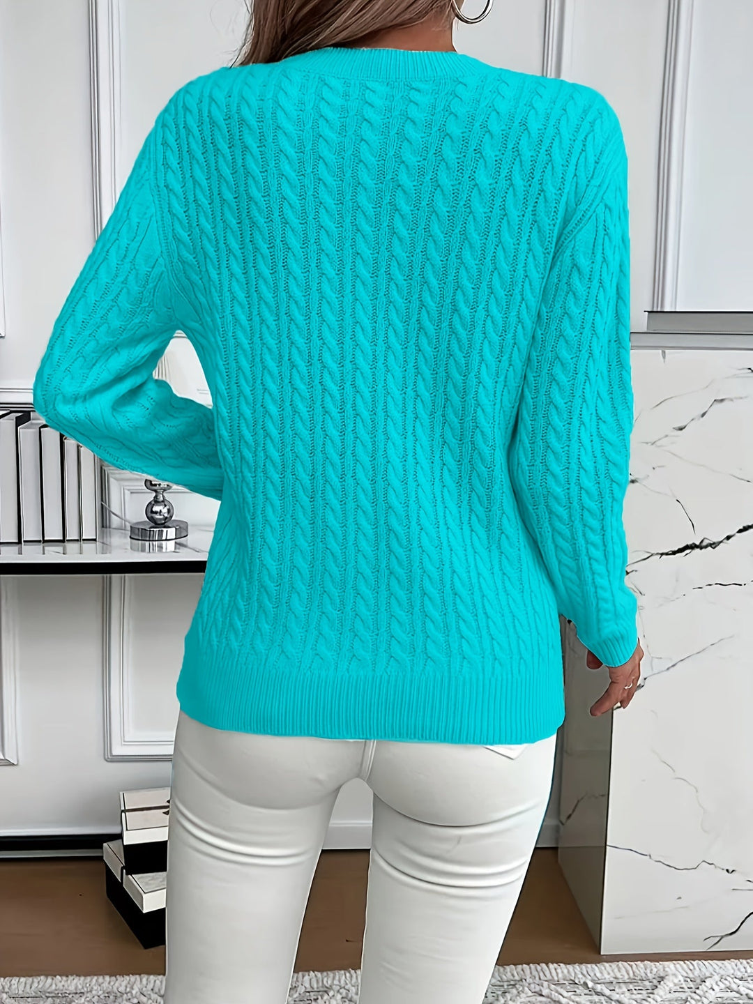 Faye | Kabelstrikket Rundhalset Sweater