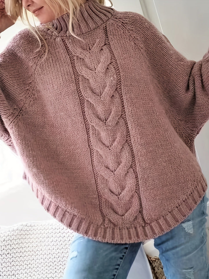 Gwendolyn | Kabelstrikket Højhalset Sweater