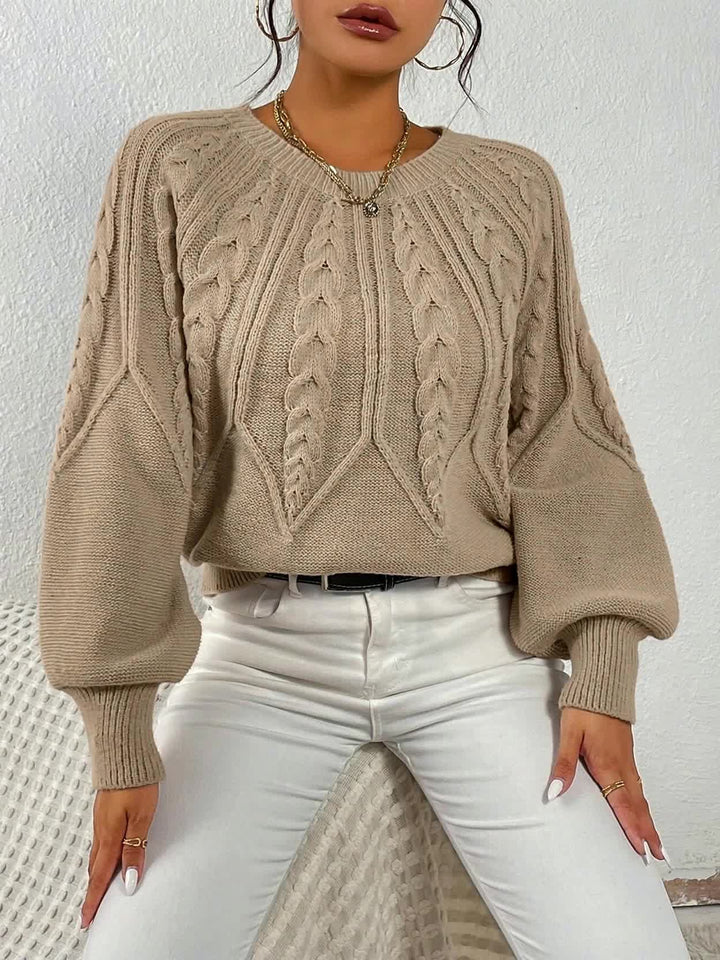 Sabine | Kabelstrikket Lanterneærme Sweater