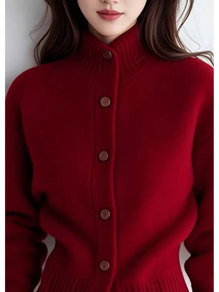Margot | Højhalset Knap Cardigan