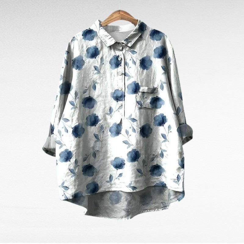 April | Klassisk Blomstret Krave Bluse