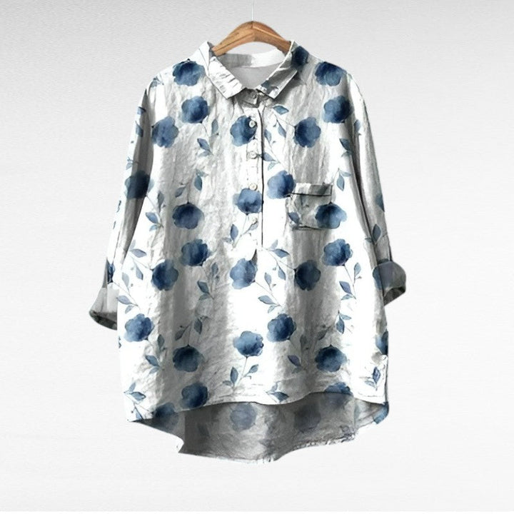 April | Klassisk Blomstret Krave Bluse