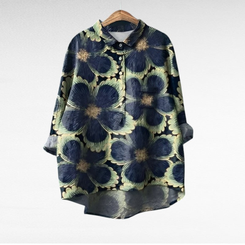 April | Klassisk Blomstret Krave Bluse