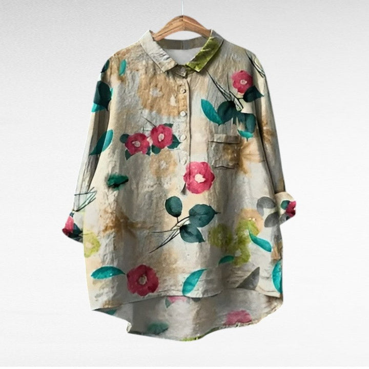 April | Klassisk Blomstret Krave Bluse