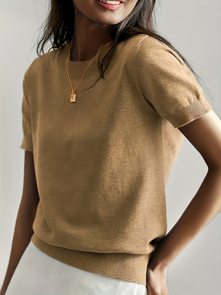 Harriet | Finstrikket T-Shirt med Korte Ærmer