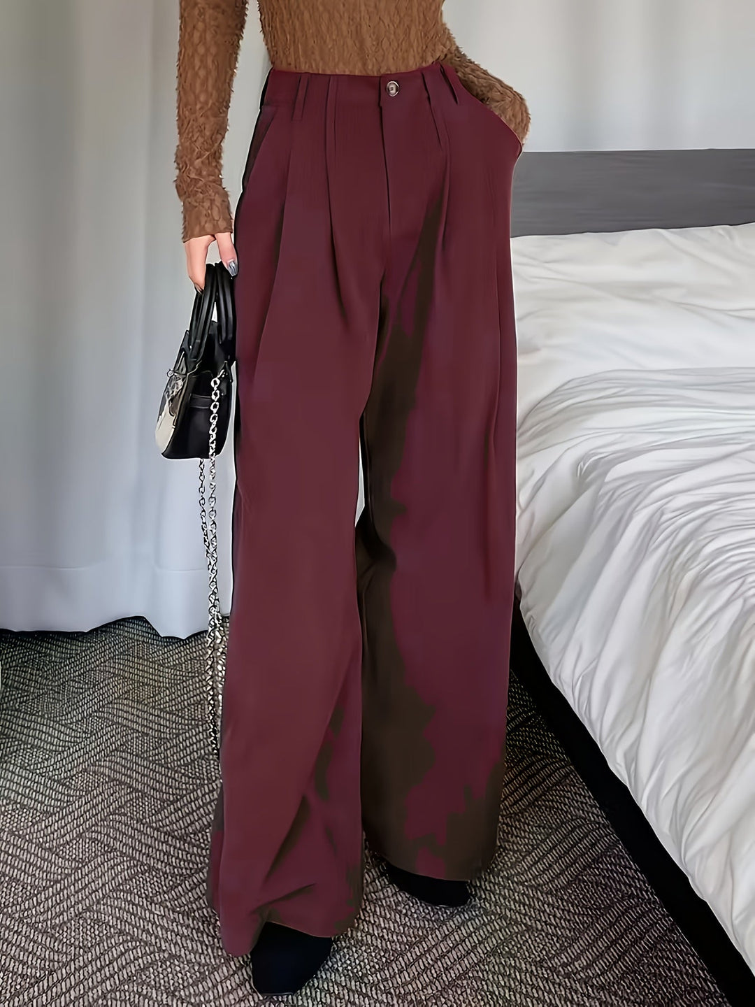 Celine | Plisserede Bukser med Bred Ben