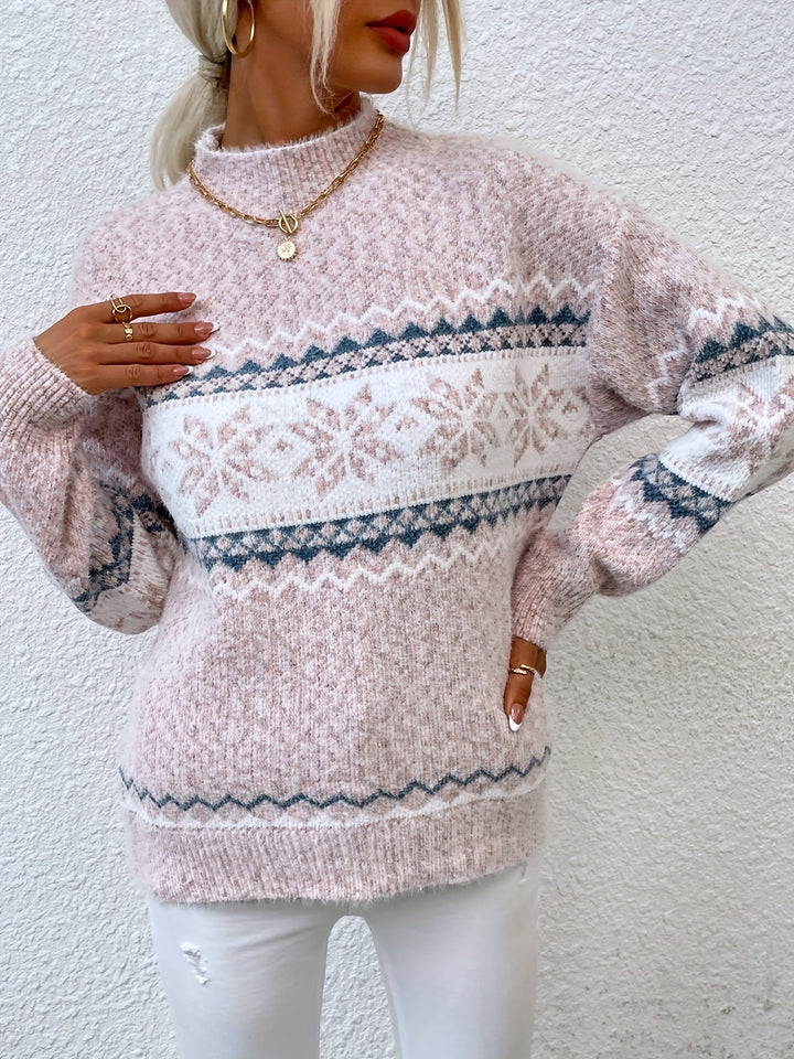 Tamsin | Cozy Snowflake Mock-Neck Sweater