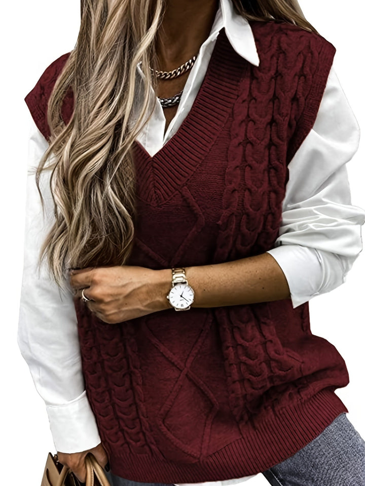 Cora | Cozy Cable-Knit V-Hals Sweater Vest