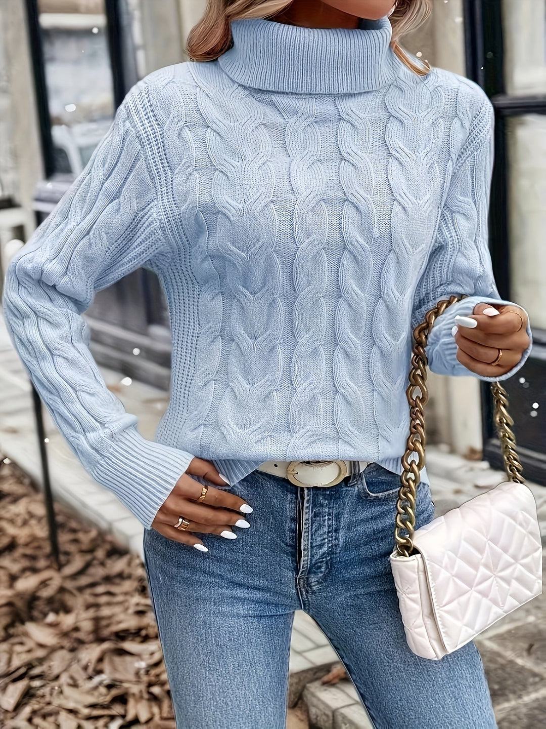 Celeste | Cozy Cable-Knit Turtleneck Sweater
