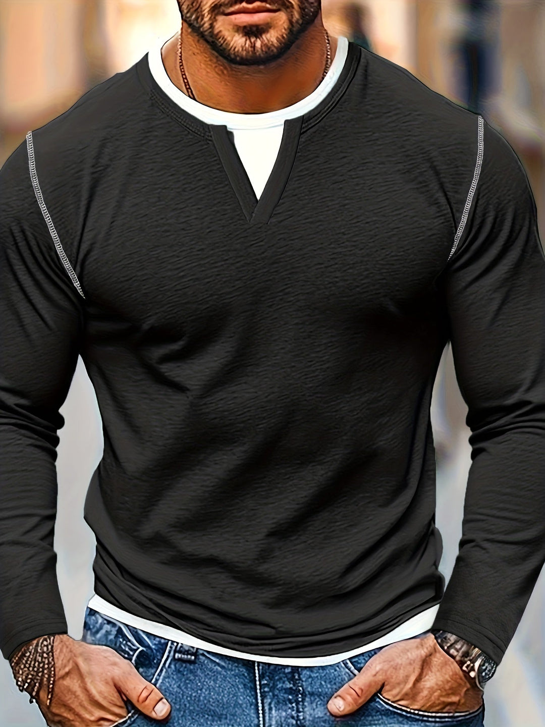 Nathan | Raffineret Notch-Neck Henley Skjorte