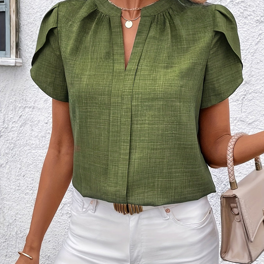 Heather | Bluse med Petalærmer og Notch