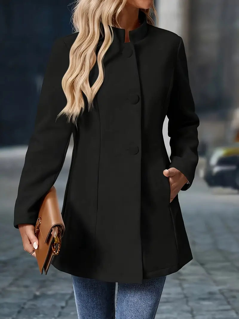 Juliette | Elegant Ståkrave Knap Frakke