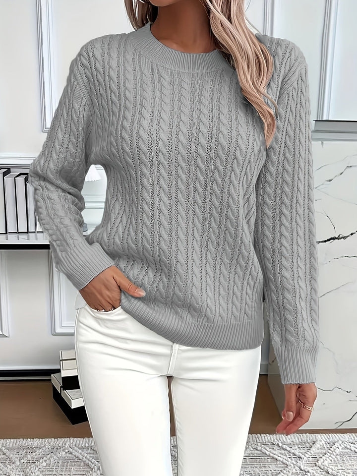 Faye | Kabelstrikket Rundhalset Sweater