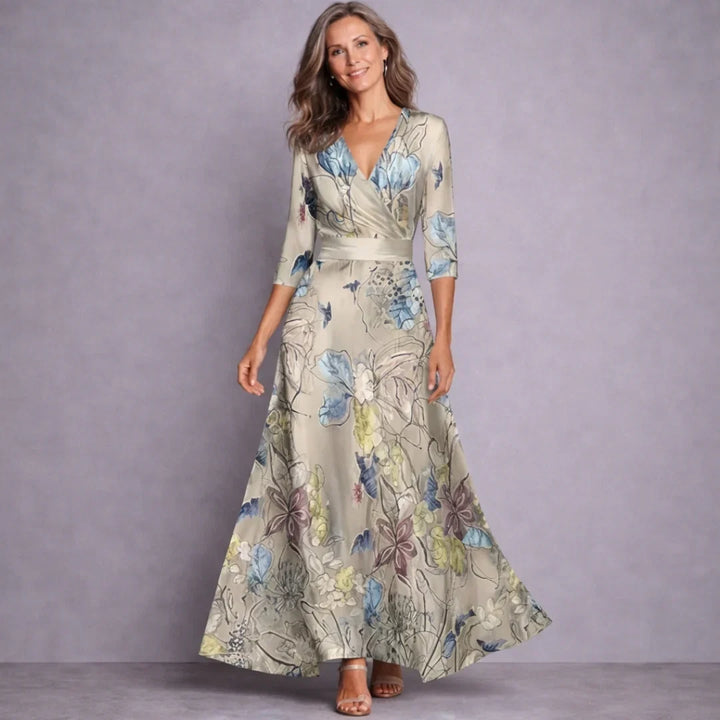 Emilia | Elegant Maxi Kjole med Mellemærmer