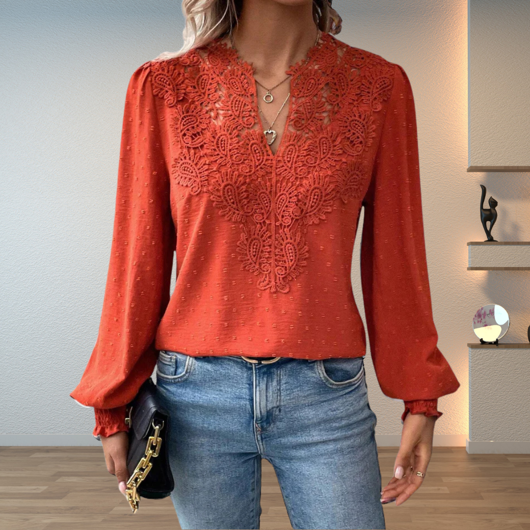 Marlene | Elegant Bluse med Blondekant