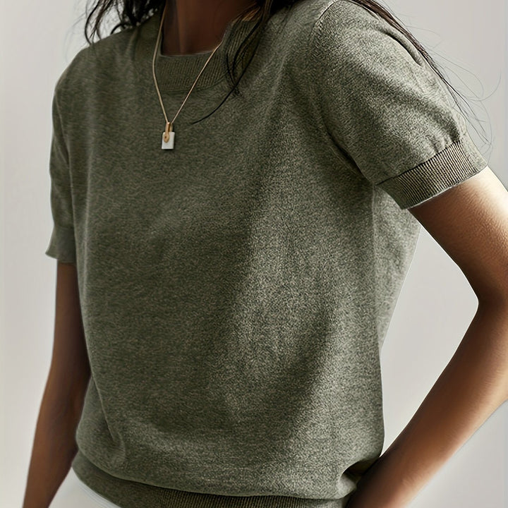Harriet | Finstrikket T-Shirt med Korte Ærmer