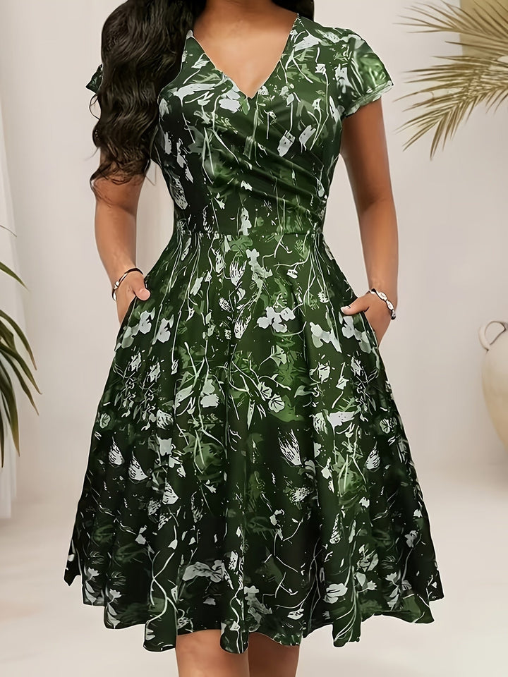 Katherine | Floral A-Line Lomme Kjole