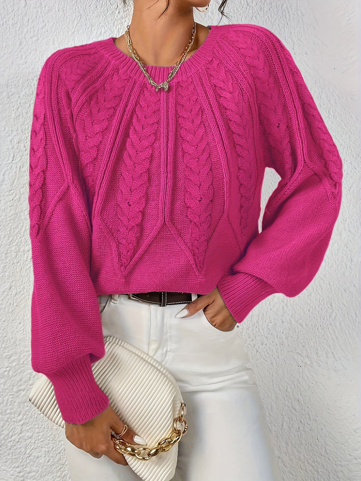Cassidy | Kabelstrikket Rundhalset Sweater