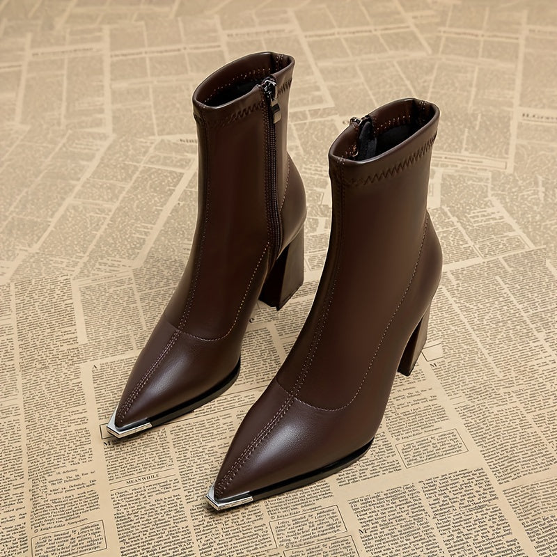 Josephine | Spidse Chunky Heel Ankelstøvler