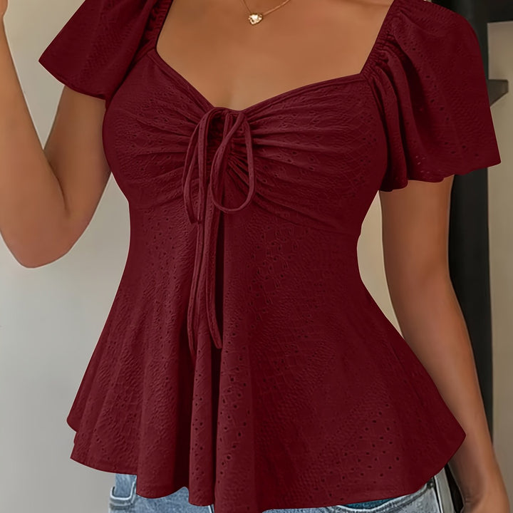 Josephine | Flutter-Ærme Peplum Top